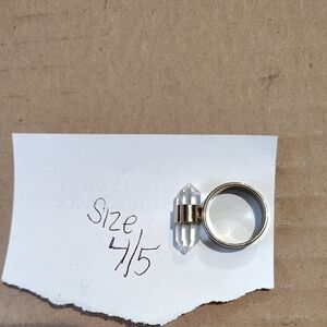 Crystal Point Ring with Silver Band - Clear Crystal